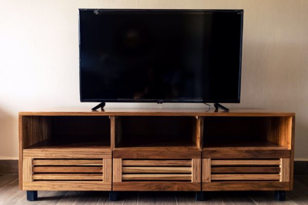 Entertainment center with beautiful wood grain
